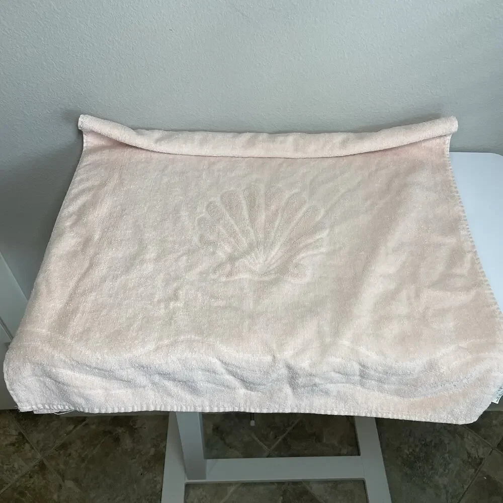 Vtg Cannon Monticello Cream Sculpted SeaShell 1 Bath 1 Hand Towel 2 Washcloths